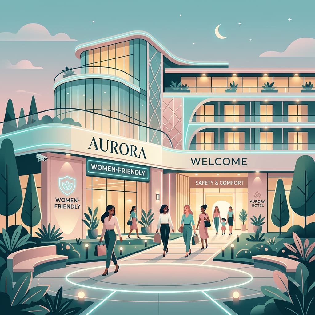 Abstract women-friendly hotel representation